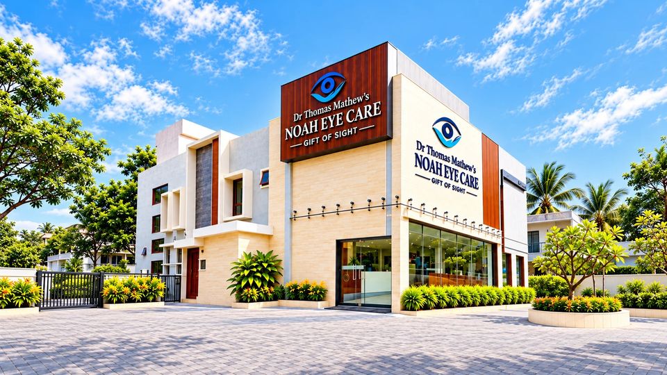 Dr Thomas Mathew's Noah Eye Care, the clinic building in Ettumanoor